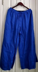 NWT Vince Camuto Women's Blue Linen Blend Drawstring Wide Leg Pants Sz L - Picture 1 of 5