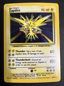 Vintage 1999 ZAPDOS Basic POKEMON Holo Card 90 HP #1 - Picture 1 of 24
