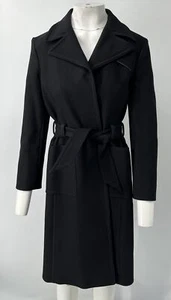 Alberta Ferretti Tech Black Belted Mid-Length Single-Breasted Coat sz 6 - Picture 1 of 5