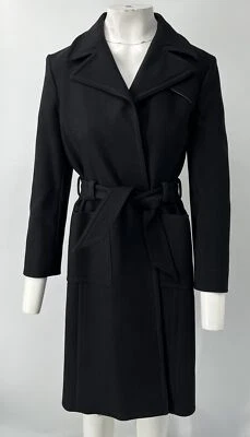 Alberta Ferretti Tech 黑色腰带中长单排扣外套 尺寸 6 — 第 1/4 张图片