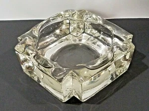 Vintage Cut Glass Chunky Thick Heavy Ashtray - Picture 1 of 2