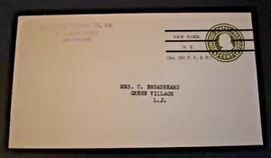 1917 US Scott #U421d - 1 Cent Embossed Envelope - Precancel - New York, NY - Picture 1 of 3