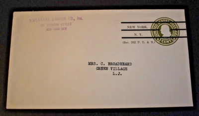 1917 US Scott #U421d - 1 Cent Embossed Envelope - Precancel - New York, NY - Image 1 of 3