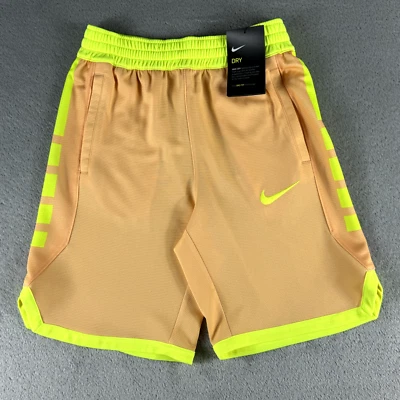 Nike Dri-FIT Elite Boys Basketball Shorts AQ9473 Orange/Neon Yellow Size L NEW - Image 1 of 4