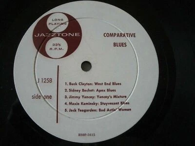 Jazztone Record Society Comparative Blues VINYL LP 1957 JAZZTONE J 1258, MONO - Image 1 of 2