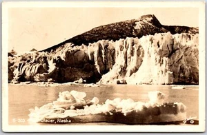 Postal de Alaska, 1946 glaciar Taku, montañas, invierno y estanque RPPC foto real, postal - Imagen 1 de 2