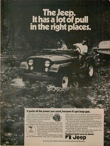 1972 Jeep V-8 Pulling Power 4 Wheel Drive Riverbank Boat Photo VINTAGE PRINT AD - Picture 1 of 2