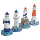Miniature Nautical Lighthouse Resin Ornament Set - 4pcs-pk