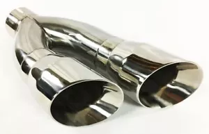 Exhaust Tip 2.50" Inlet 4.00" Outlet 16.00" long Dual Slant Angle Stainless Stee - Picture 1 of 8