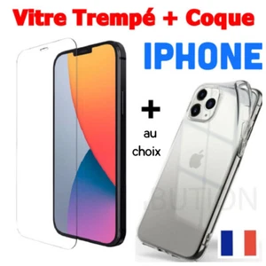 Coque pour iphone 16 15 14 11 12 13 XS Max XR 8 7 +Protection verre trempé écran - Imagen 1 de 15