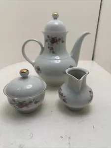 Juego de 3 piezas de tetera vintage de porcelana Henneberg 1777 de la República Democrática Alemana - Imagen 1 de 15