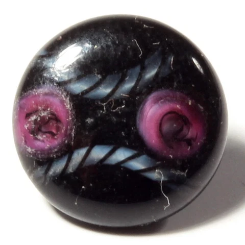 Victorian Czech pink satin floral striped rosette shank glass button 14mm Cover