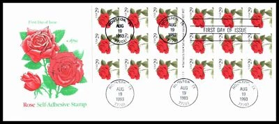 1993 Red Rose booklet pane of 18 Sc 2490a Artmaster premium cachet - Image 1 of 2