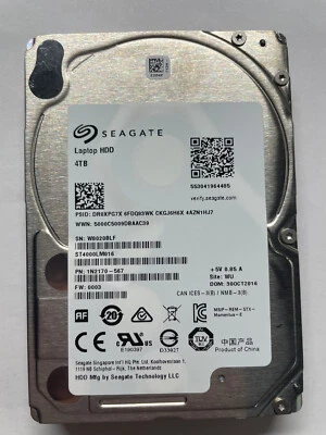 Seagate Barracuda 4TB ST4000LM016 128MB SATA 2.5" Laptop HDD -15mm POH 150 - Image 1 of 2