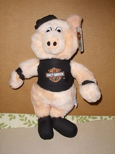 Harley Davidson Motorcycle Biker Pig Plush Stuffed Animal 1991 TAGS 12'' - Picture 1 of 4
