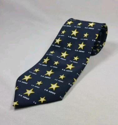 Corbata para el cuello con logotipo del ejército de Estados Unidos fondo azul marino estrella amarilla blanca 57 pulgadas Foto 1 de 4