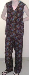 Vintage 1960s Women's Clothing 2 Pc Ensemble Suit Vest Pants Paisley Wine - Picture 1 of 5