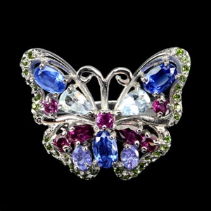 925 Sterling Silver Ring Oval Kyanite Tanzanite Butterfly Gemstone Jewelry Sz 8 - Picture 1 of 14