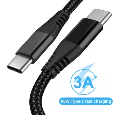 USB-C to USB-C Cable Male Type-C Cable Cord Fast Charger Charging Data Sync - Image 1 of 4