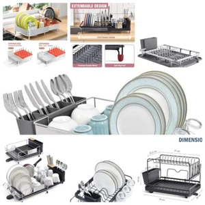 KINGRACK Escurridor de Platos, Acero Inoxidable Ampliable Cocina Plato de Gran Capacidad... - Imagen 1 de 57