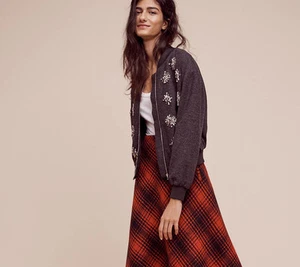 Nueva con etiquetas Chaqueta de Bombardero Adornada Anthropologie por Harlyn Embellecida Cremallera Completa XL NUEVA - Imagen 1 de 1