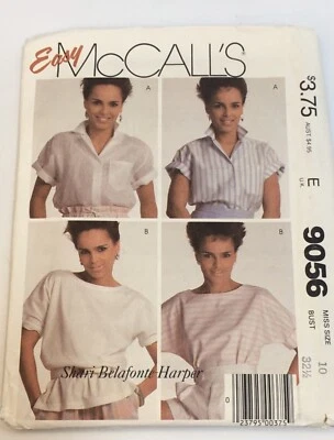 Shirt Blouse Top Size 10 M9056 Uncut Vintage 80s Sewing Pattern Retro Fashion - Image 1 of 2