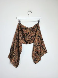 Vintage Polo Ralph Lauren 100% Silk Scarf Black Paisley 11" x 53" - Picture 1 of 6