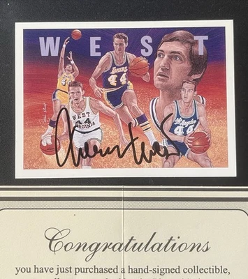 Jerry West 1992-93 Upper Deck Basketball Heroes Auto Signed Mounted Memories - Image 1 of 3