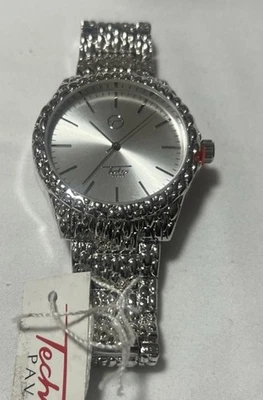 Reloj de hombre con bisel helado 44 mm pepita techno pavé hip hop circonita cúbica correa de metal chapado Foto 1 de 2