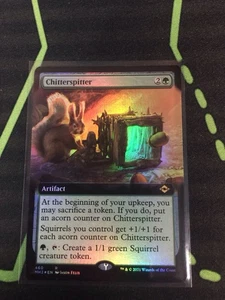 MTG Magic The Gathering Chitterspitter Foil Ext Art Artifact Squirrel Commander - Picture 1 of 1