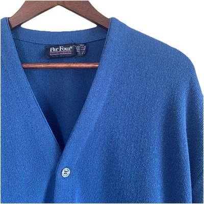 Vintage Par Four Blue Golf Cardigan Sweater Men’s Size XL Tall Grandpa - Image 1 of 4