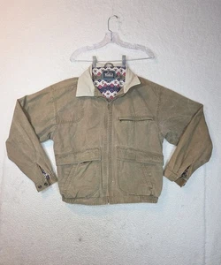 Vintage Woolrich Jacket Mens Meduim Bomber Canvas Aztec Fatigue Lined Outdoors - Picture 1 of 20