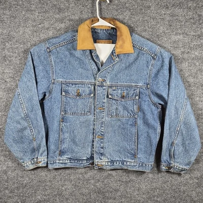 Vintage Timberland Classic Denim Weathergear Leather Collar Jacket Size S - Image 1 of 4