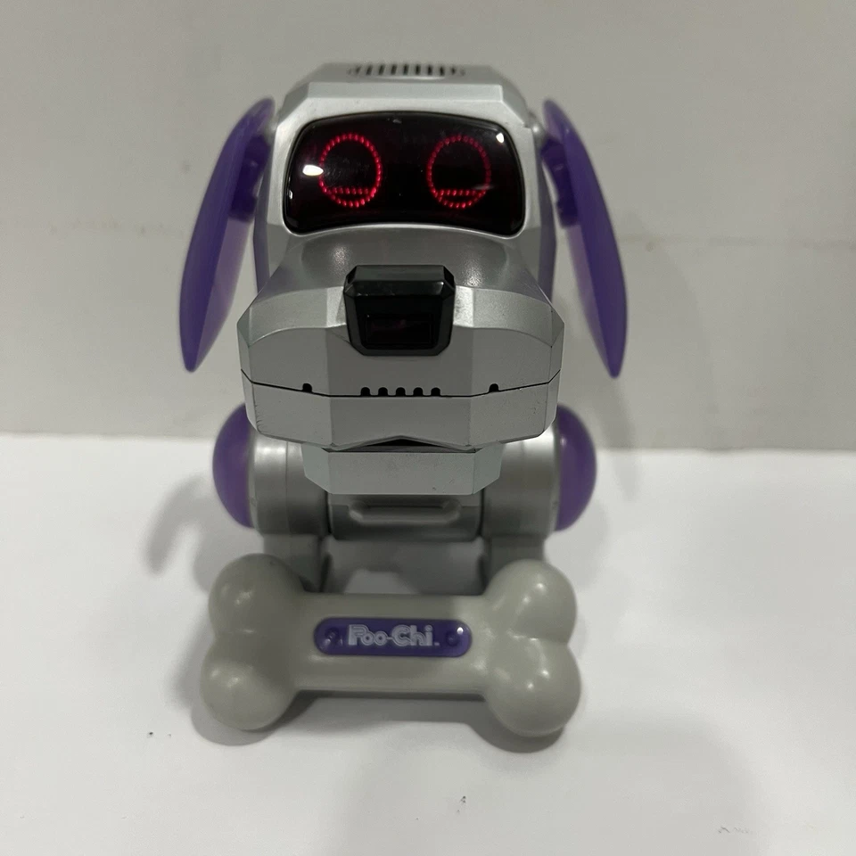 Tiger Electronics Poo-chi Robot Dog Purple Silver Working W/ Ears , Bone 1999 - Image 1 of 4