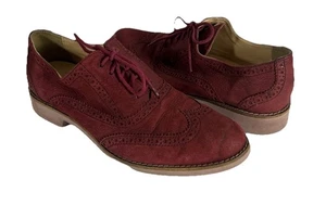 Cole Haan Womens 8 Alisa Suede Wingtip Oxford Shoes Merlot Red - Picture 1 of 7