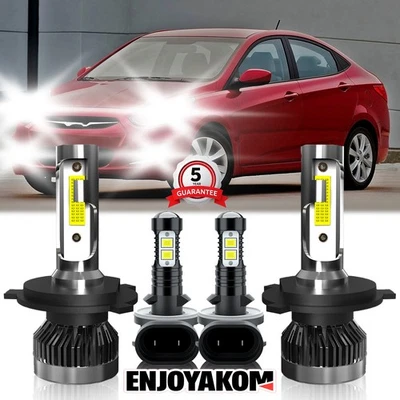 For Hyundai Accent 2000-2017 Car LED Headlight Kit+Fog Light Bulbs Combo White - Image 1 of 4