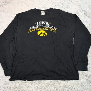 Iowa Hawkeyes Shirt Mens XL Black Tee Long Sleeve University Athletic Casual - Picture 1 of 9