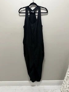 Vince Women's Black Silk Blend Jumpsuit Size L – Racerback Sleeveless Jogger - Picture 1 of 14