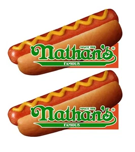 2x Nathan's HOT DOGS DECAL Dog Concession Food Truck Vinyl Decal Indoor/Outdoor - Picture 1 of 1