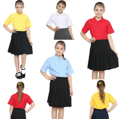 Camisa polo lisa para niñas uniforme escolar polialgodón  Foto 1 de 4