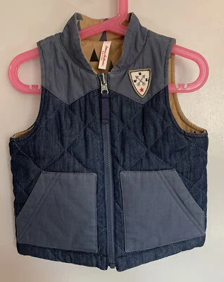 Hanna Andersson Reversible Quilted Denim Vest Size 90 cm( 2-3year) - Image 1 of 4