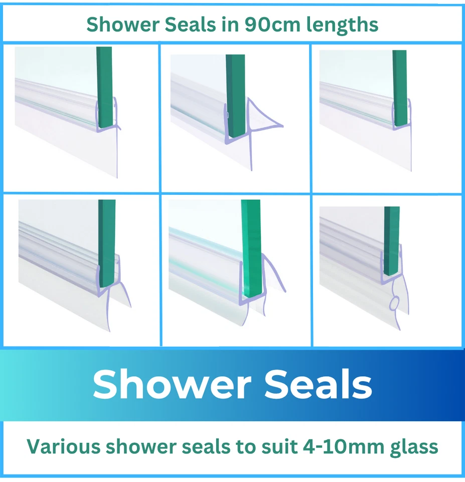 Shower Seal Strip  For 4–10mm Glass – 900mm Bath Shower Screen Seal - Easy fit - Image 1 of 1