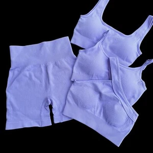 OQQ 4 Piece Purple Shorts Sports Bra Set New S - Picture 1 of 9