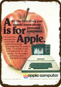 1979 APPLE COMPUTER Vintage Look REPLIKAT METALLSCHILD - STEVE JOBS - A IS FOR APPLE - Bild 1 von 1