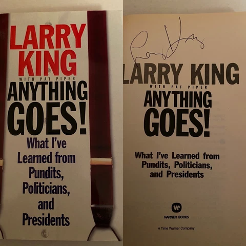 Larry King CNN SIGNED BOOK  ANYTHING GOES 1ST EDITION HARD COVER Cover