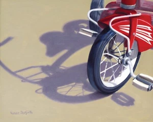 DANFORTH Tricycle Shadow 8x10 still life realistic original oil painting, bike - Picture 1 of 3