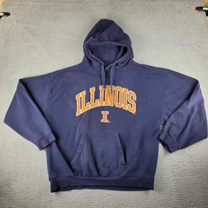 Fighting Illini Hoodie Mens 2XL Blue Reebok Heisman Pullover Sweatshirt NCAA - Picture 1 of 16