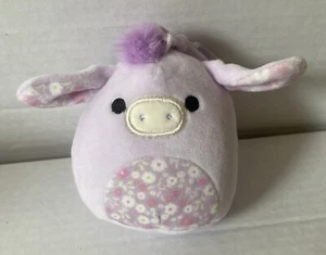 Squishmallows 3.5” Clip Delzi Donkey Floral Flowers Easter Squad Plush - Picture 1 of 7