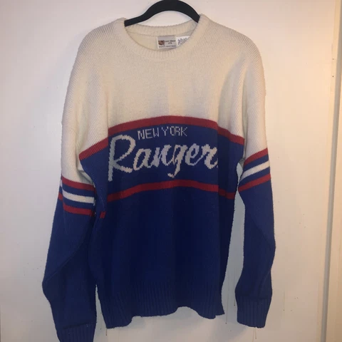 Vintage Cliff Engle LTD NEW YORK RANGERS NHL Hockey Sweater USA 80s Size LARGE Cover