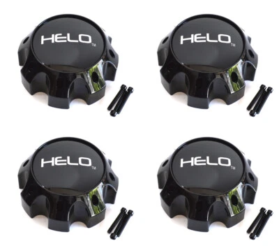 4x Tapacubos centrales de rueda Helo negro brillante 8 orejetas HE878 HE879 HE900 HE901 HE904 llanta Foto 1 de 4